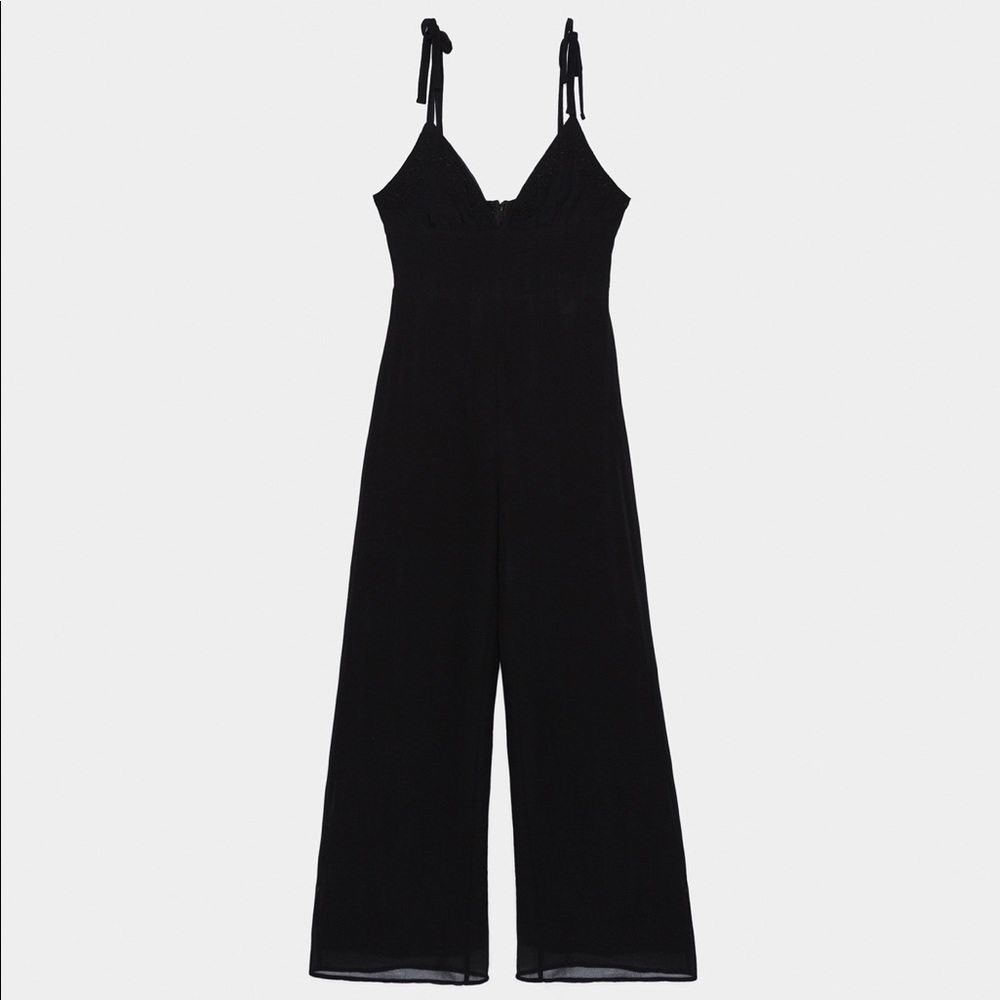 Bershka Black Embroidered Jumpsuit